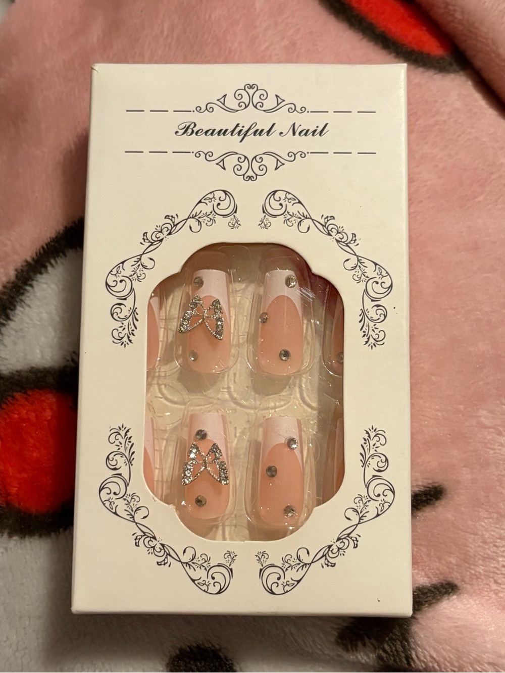 Pink Rhinestone Press-On Set